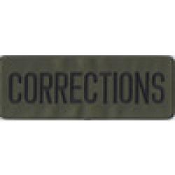 CORRECTIONS Black on OD Green Back Panel Patch 11" X 4"